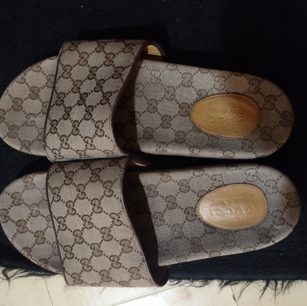 Gucci canvas slides size 12 mens